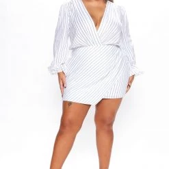 Fashion Nova Making It Work Striped Mini Dress - White/Black -fashion nova dresses Shop 06 13 22Studio2 RT KJ 10 47 50 9 32279SK WhiteBlack 0683 PLUS JB