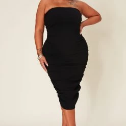 Fashion Nova Roxy Ruched Snatched Dress - Black -fashion nova dresses Shop 06 13 22Studio5 RT KJ 10 21 47 3 D1637FN Black 1289 PLUS PB