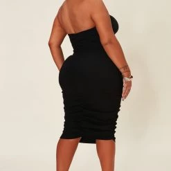 Fashion Nova Roxy Ruched Snatched Dress - Black -fashion nova dresses Shop 06 13 22Studio5 RT KJ 10 21 47 3 D1637FN Black 1295 PLUS PB