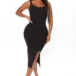 Fashion Nova Aura Midi Dress - Black
