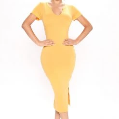 Fashion Nova Harper Midi Dress - Yellow