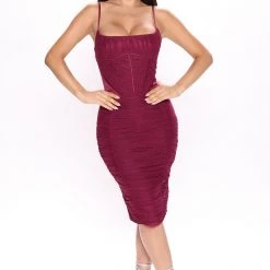 Fashion Nova Give Me It All Midi Dress - Plum