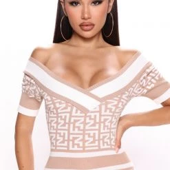 Fashion Nova FN Amazing Knit Dress - Taupe/combo -fashion nova dresses Shop 06 16 22Studio2 ME KP 09 35 23 9 SBD275B Taupecombo 0420 JB