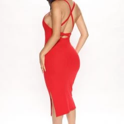 Fashion Nova Jamie Ribbed Midi Dress - Red -fashion nova dresses Shop 06 17 22Studio2 MS K 09 20 21 3 DB2508 Red 1018 PB
