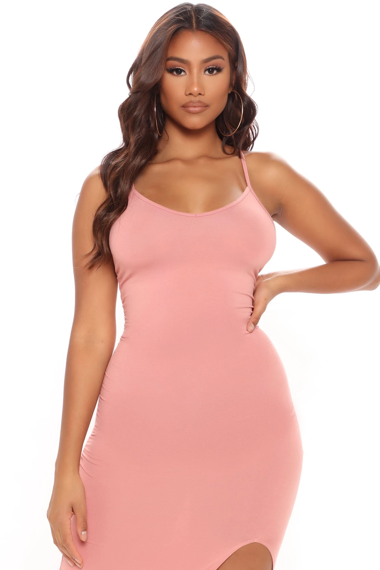 Fashion Nova Kelsea Ruched Midi Dress - Rose 4 Fashion Nova Kelsea Ruched Midi Dress - Rose - Image 2
