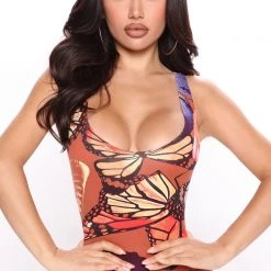 Fashion Nova Mariposa Midi Dress - Brown/combo -fashion nova dresses Shop 06 20 22Studio2 ME KP 09 53 17 18 DB3071 Browncombo P 1706 SG