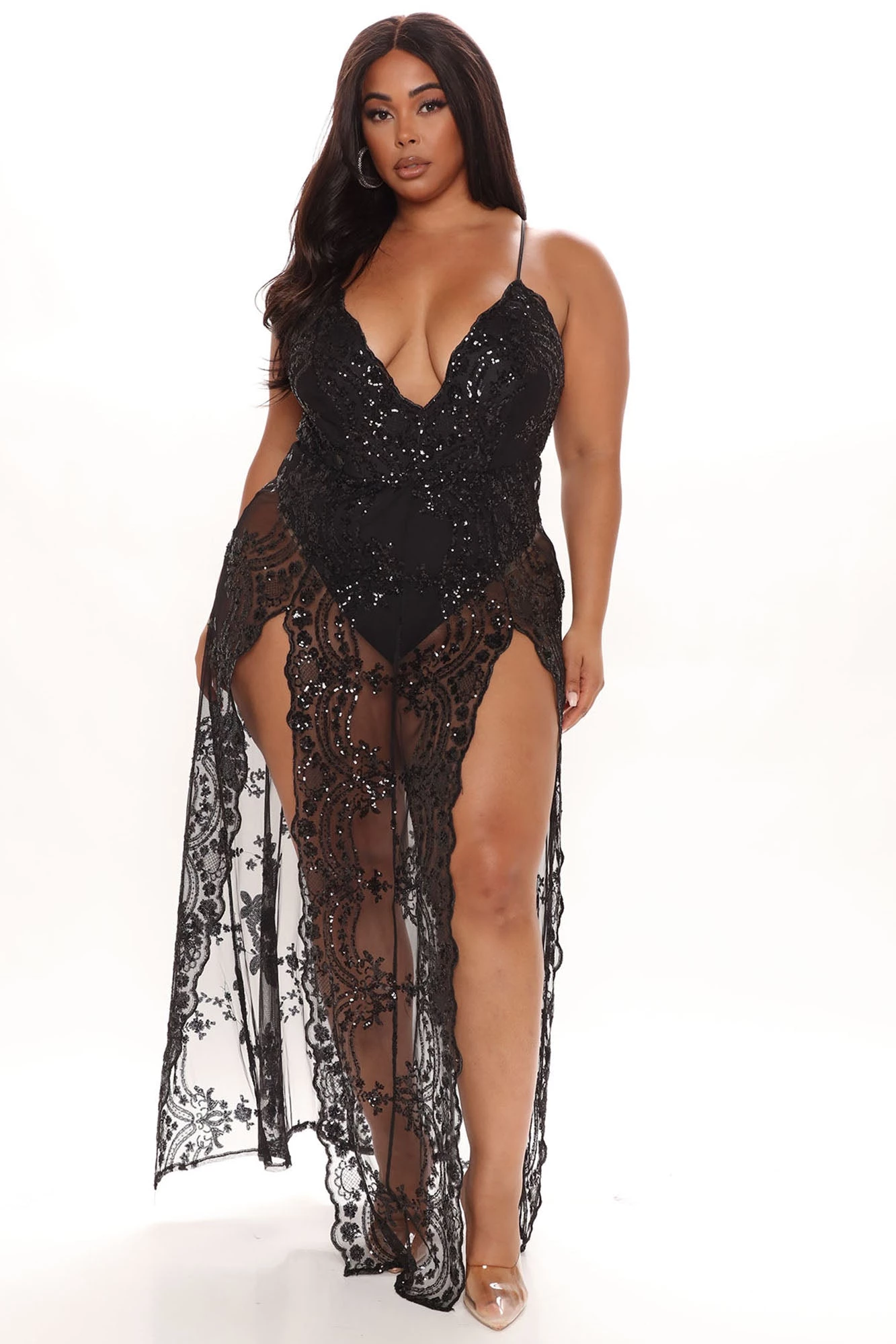 Fashion Nova Mami Vibes Sequin Maxi Dress - Black - Image 5
