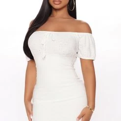 Fashion Nova Go Get Her Off Shoulder Mini Dress - White -fashion nova dresses Shop 06 22 20Studio4 EF SA 15 18 78 JD38654 White 29679 KL
