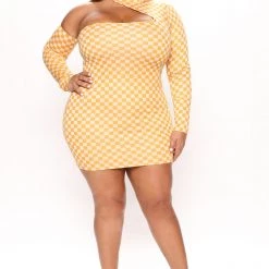 Fashion Nova Check It Mini Dress - Mustard/combo -fashion nova dresses Shop 06 22 22Studio2 CE AC 11 33 59 13 GD2350A Mustardcombo 0749 PLUS EH