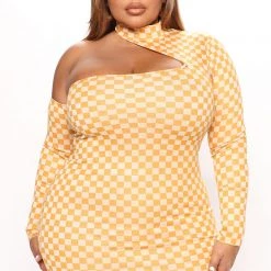 Fashion Nova Check It Mini Dress - Mustard/combo -fashion nova dresses Shop 06 22 22Studio2 CE AC 11 34 04 13 GD2350A Mustardcombo 0752 PLUS EH
