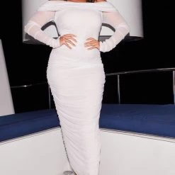 Fashion Nova Top Trend Ruched Maxi Dress - White -fashion nova dresses Shop 06 23 20 TsunamiEditorial 0426 NT DM PLUS