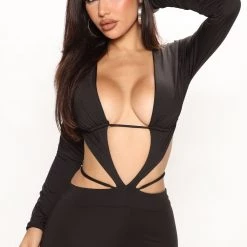 Fashion Nova Bad Gal Long Sleeve Micro Mini Dress - Black