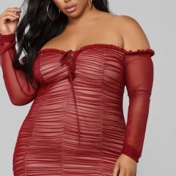 Fashion Nova Maura Mesh Dress - Burgundy -fashion nova dresses Shop 06 26 18 Studio1 15 04 42 NAA0001 Burgundy 4437 JD scaled