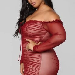Fashion Nova Maura Mesh Dress - Burgundy -fashion nova dresses Shop 06 26 18 Studio1 15 04 45 NAA0001 Burgundy 4438 JD scaled
