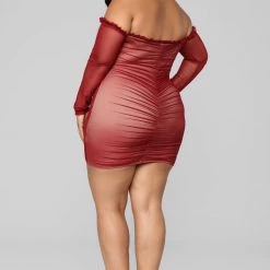 Fashion Nova Maura Mesh Dress - Burgundy -fashion nova dresses Shop 06 26 18 Studio1 15 05 00 NAA0001 Burgundy 4442 JD scaled