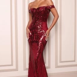 Fashion Nova Close Up Ready Sequin Maxi Dress - Burgundy