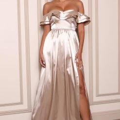 Fashion Nova Elise Satin Gown - Gold