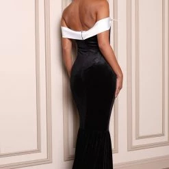 Fashion Nova Red Carpet Moment Velvet Maxi Dress - Black/White -fashion nova dresses Shop 06 28 22Studio1 CE KP 10 24 29 14 751061 BlackWhite 1619 JB