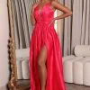 Fashion Nova Ana Satin Maxi Dress - Hot Pink
