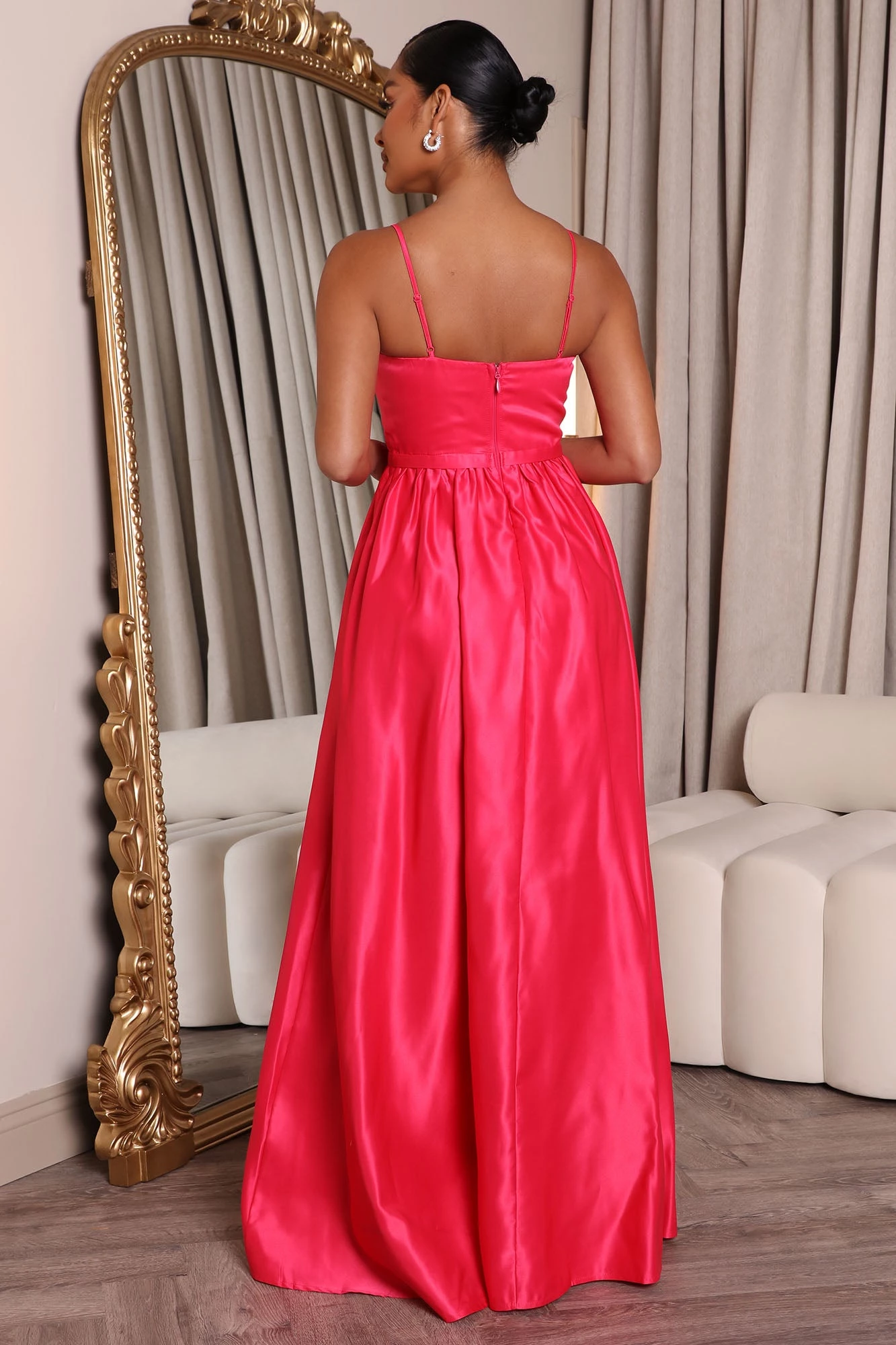 Fashion Nova Ana Satin Maxi Dress - Hot Pink 5 Fashion Nova Ana Satin Maxi Dress - Hot Pink - Image 3