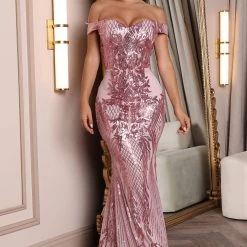 Fashion Nova Close Up Ready Sequin Maxi Dress - Mauve
