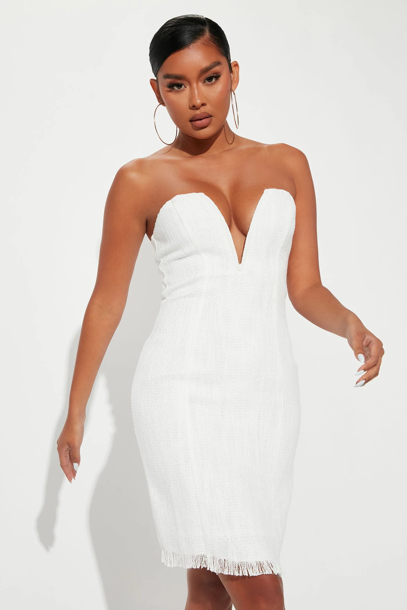 Fashion Nova Tall Celeste Tweed Mini Dress - White 3 Fashion Nova Tall Celeste Tweed Mini Dress - White