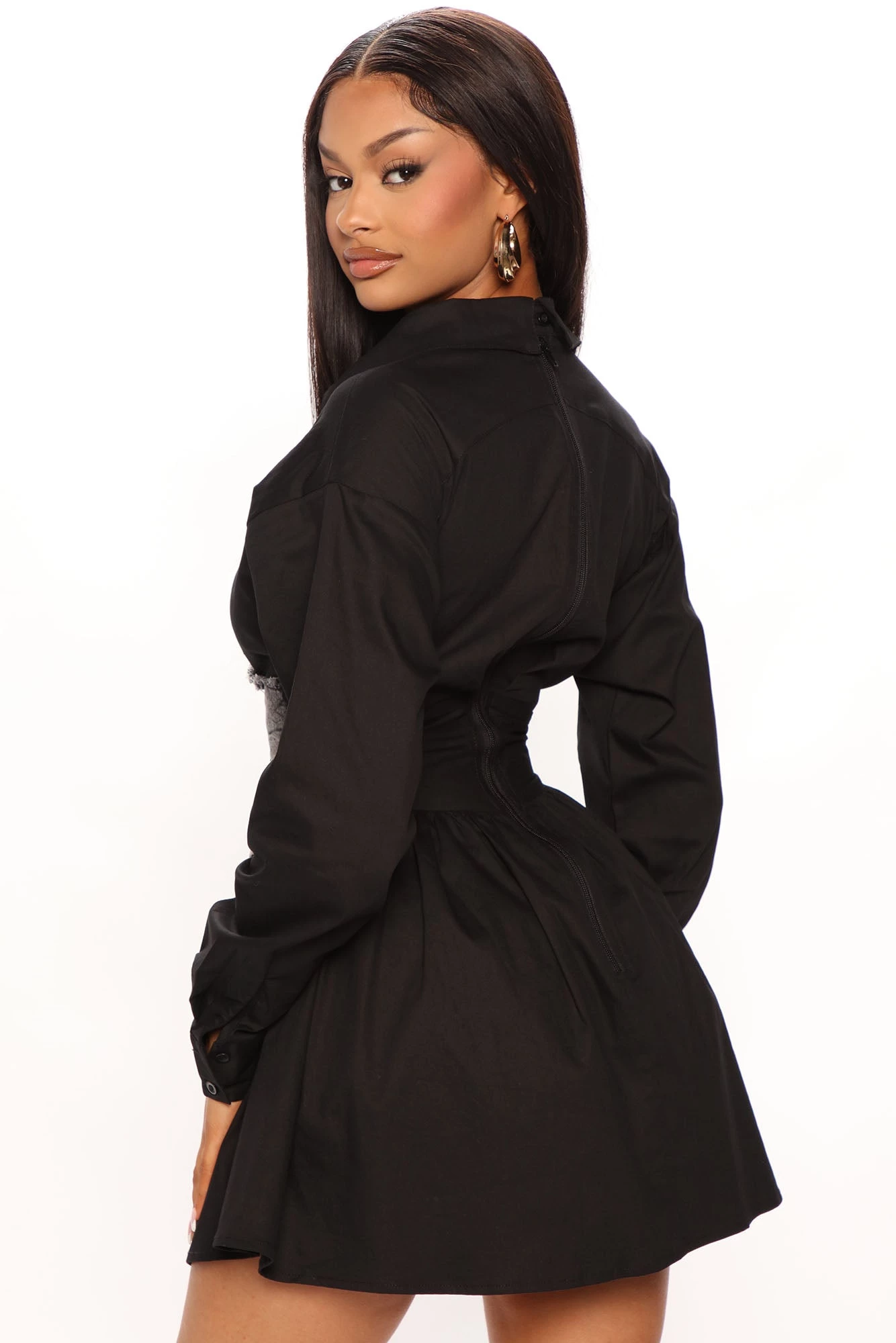Fashion Nova Demi Corset Shirt Dress - Black 6 Fashion Nova Demi Corset Shirt Dress - Black - Image 4