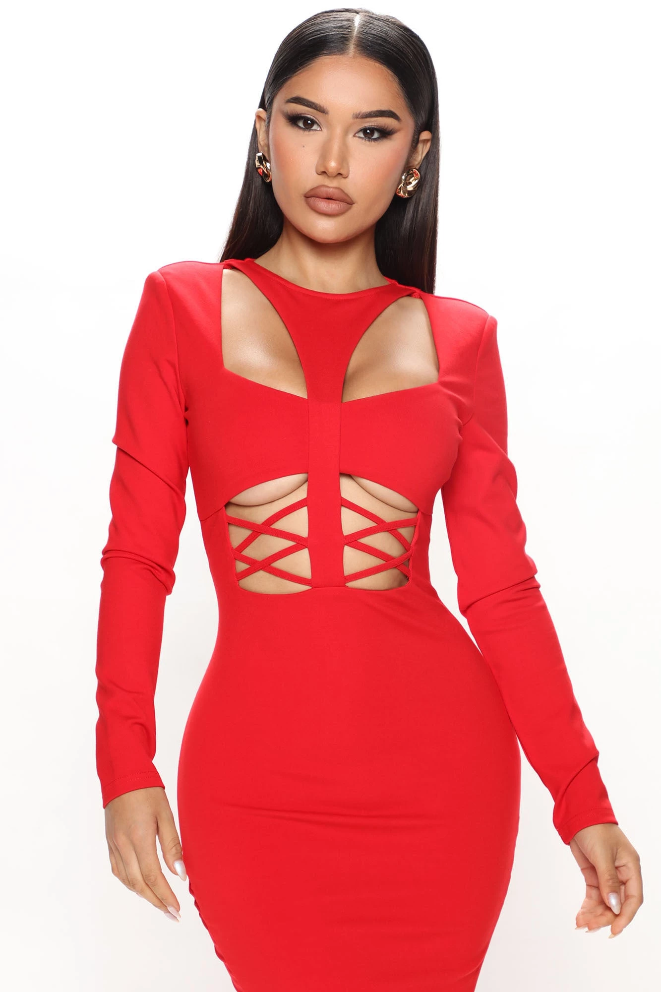 Fashion Nova Sophie Midi Dress - Red 4 Fashion Nova Sophie Midi Dress - Red - Image 2