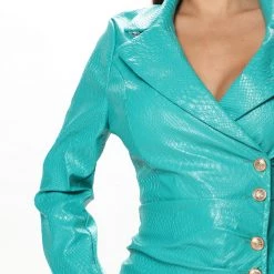 Fashion Nova A Little Bossy PU Blazer Dress - Turquoise -fashion nova dresses Shop 06 29 22Studio2 RT RL 13 43 22 49 SD331404211FN Turquoise 3739 JB