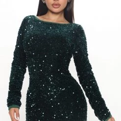 Fashion Nova All That Glitz Sequin Mini Dress - Green