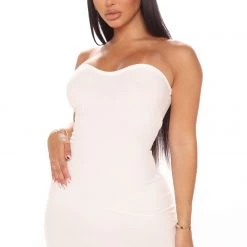Fashion Nova Claire Thick Rib Mini Dress - White -fashion nova dresses Shop 06 30 21Studio4 SN KG 10 04 27 6 RD42465 White 5418 JK