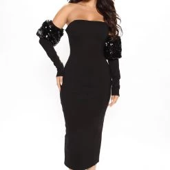 Fashion Nova The Moment Is Mine Midi Dress - Black