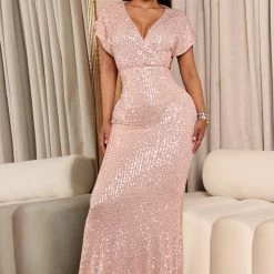 Fashion Nova One Last Dance Sequin Maxi Dress - Champagne