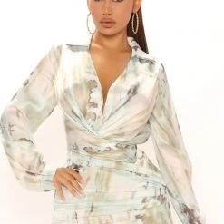 Fashion Nova Tati Tie Dye Mini Shirt Dress - Blue/combo