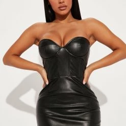 Fashion Nova Fall Leaves Faux Leather Midi Dress - Black -fashion nova dresses Shop 07 05 22Studio1 CE MR 10 15 24 8 DR2386 Black 6163 EH