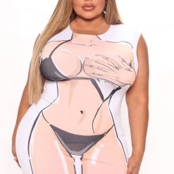 Fashion Nova Bikini Body Mini Dress - White/combo -fashion nova dresses Shop 07 05 22Studio4 KJ AC 14 16 33 32 D16505PD Whitecombo 0972 PLUS EH