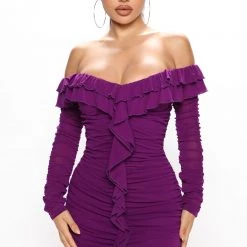 Fashion Nova Melisa Mesh Mini Dress - Purple