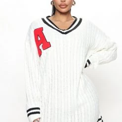 Fashion Nova A Team Sweater Mini Dress - White