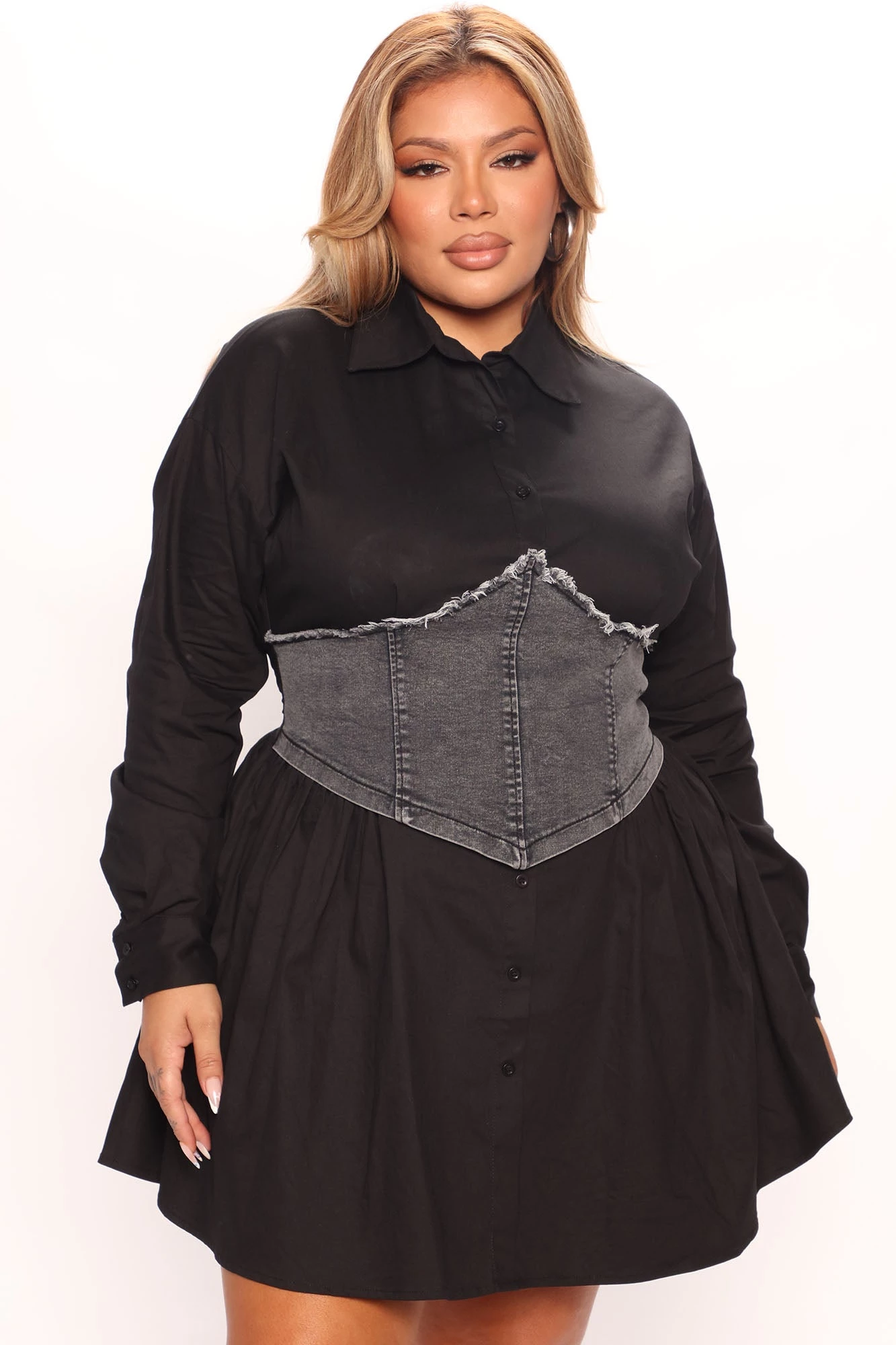 Fashion Nova Demi Corset Shirt Dress - Black 8 Fashion Nova Demi Corset Shirt Dress - Black - Image 6