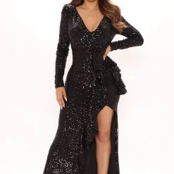 Fashion Nova Luxe Occasions Sequin Maxi Dress - Black