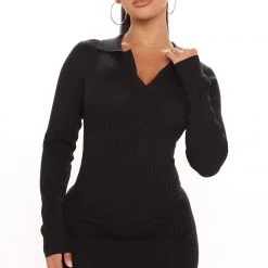 Fashion Nova City Girl Necessity Sweater Mini Dress - Black