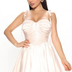 Fashion Nova Julissa Satin Mini Dress - Blush