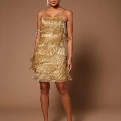 Fashion Nova Illiana Mini Dress - Gold