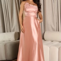 Fashion Nova Blair Satin Maxi Dress - Blush