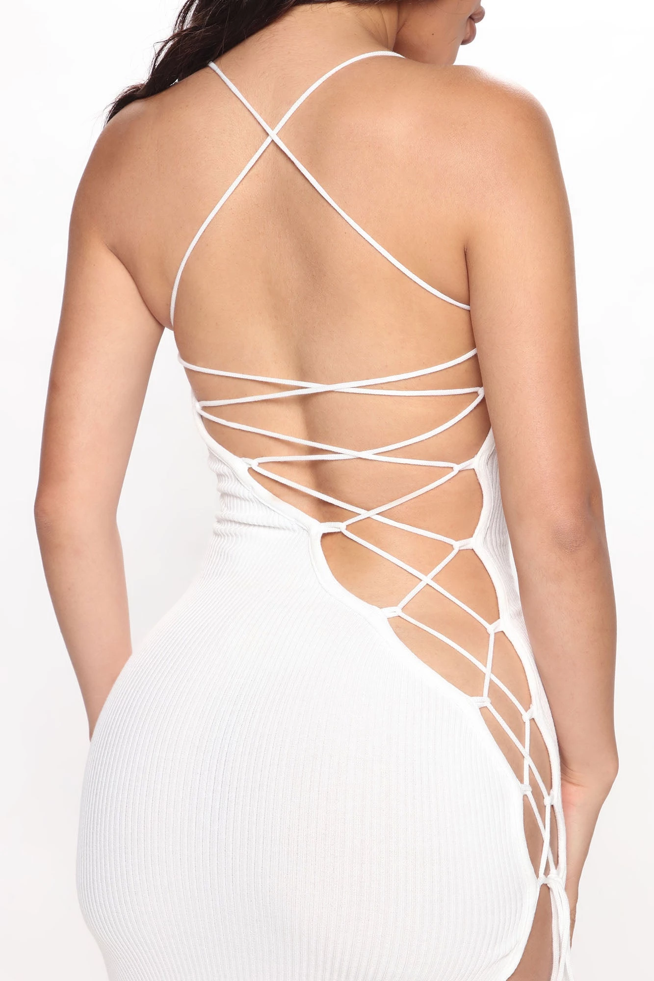 Fashion Nova Becca Lace Up Maxi Dress - White 5 Fashion Nova Becca Lace Up Maxi Dress - White - Image 3