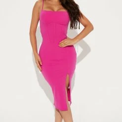 Fashion Nova Met At Night Midi Dress - Magenta