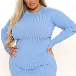 Fashion Nova No Ruche At All Sweater Mini Dress - Denim -fashion nova dresses Shop 07 15 21Studio1 DD RL 14 19 32 58 DI4986 Denim 0458 PLUS WG