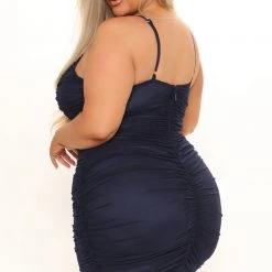 Fashion Nova From The Start Ruched Midi Dress - Navy -fashion nova dresses Shop 07 15 21Studio1 DD RL 14 37 17 62 D30072 Navy 0519 PLUS WG