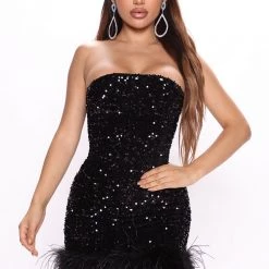 Fashion Nova Solenne Sequin Mini Dress - Black