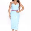 Fashion Nova Becoming A Star Latex Midi Dress - Light Blue